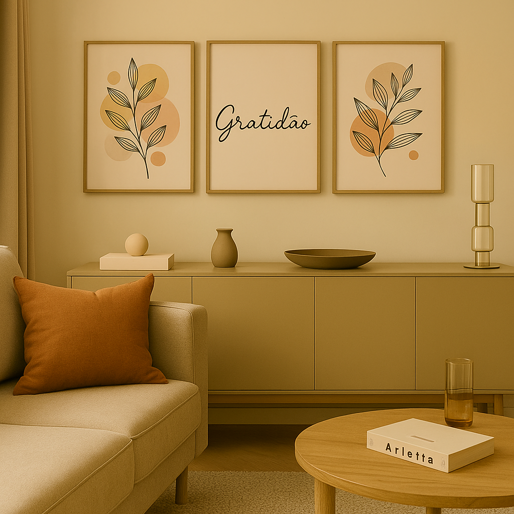 Quadros Decorativos Moderno Flores Neutras