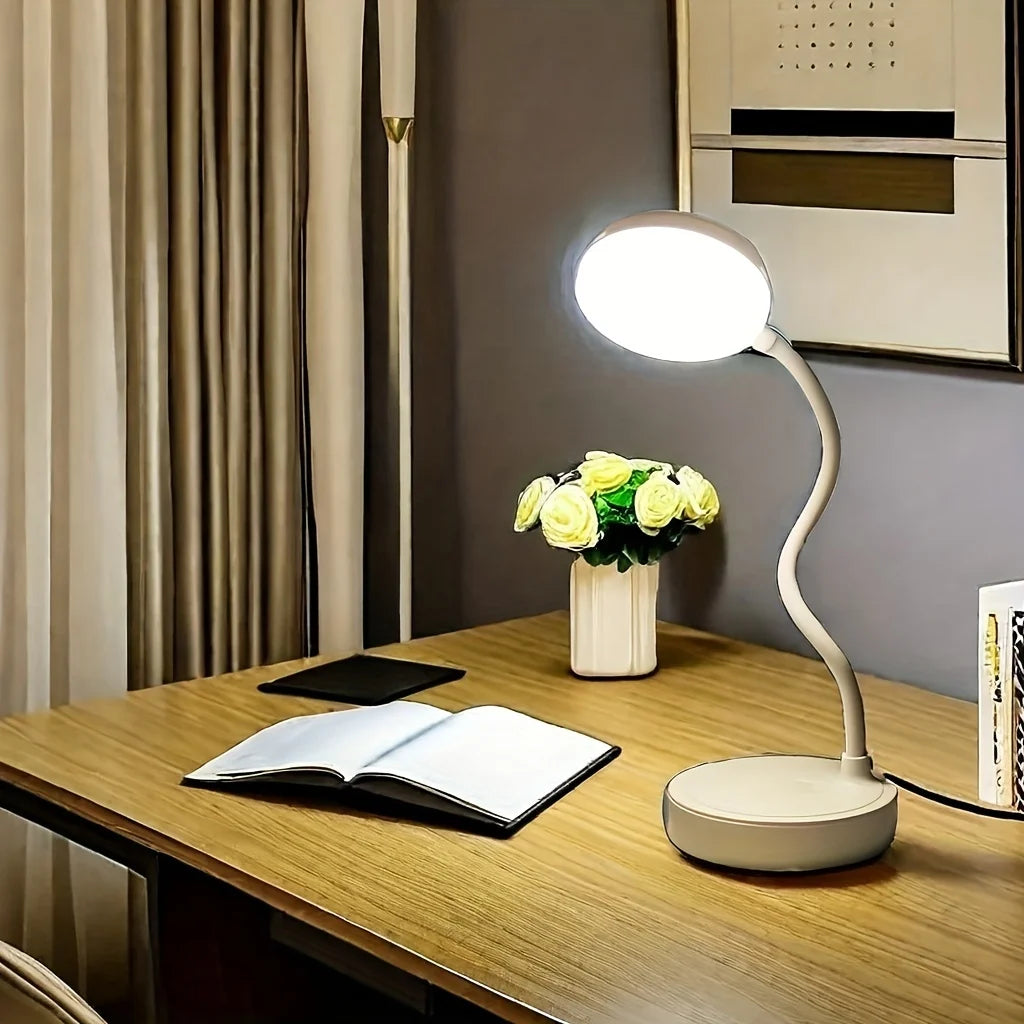 Luminária de Mesa LED com USB – Toque de Luz Ajustável