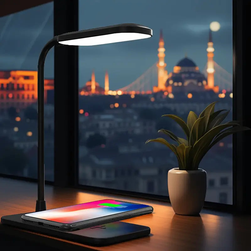 Luminária de Mesa LED com Carregador Sem Fio