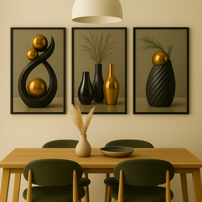 Quadro Decorativo 3 peças Geométricas Moderno