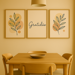 Quadros Decorativos  3 Peças Moderno Flores Neutras