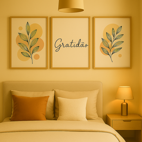 Quadros Decorativos  3 Peças Moderno Flores Neutras