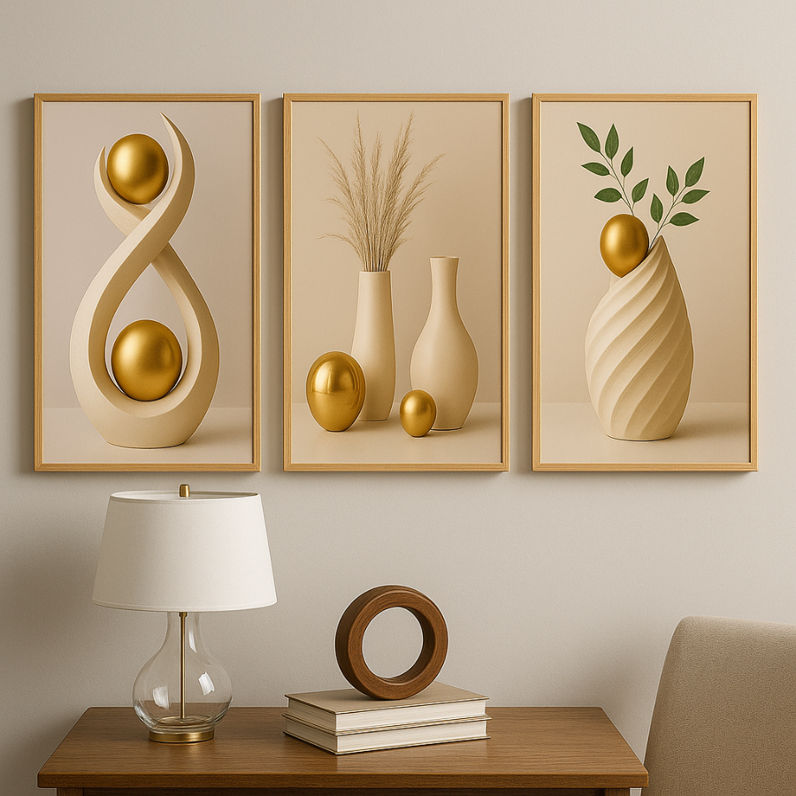 Quadro Decorativo 3 peças Abstrato Moderno