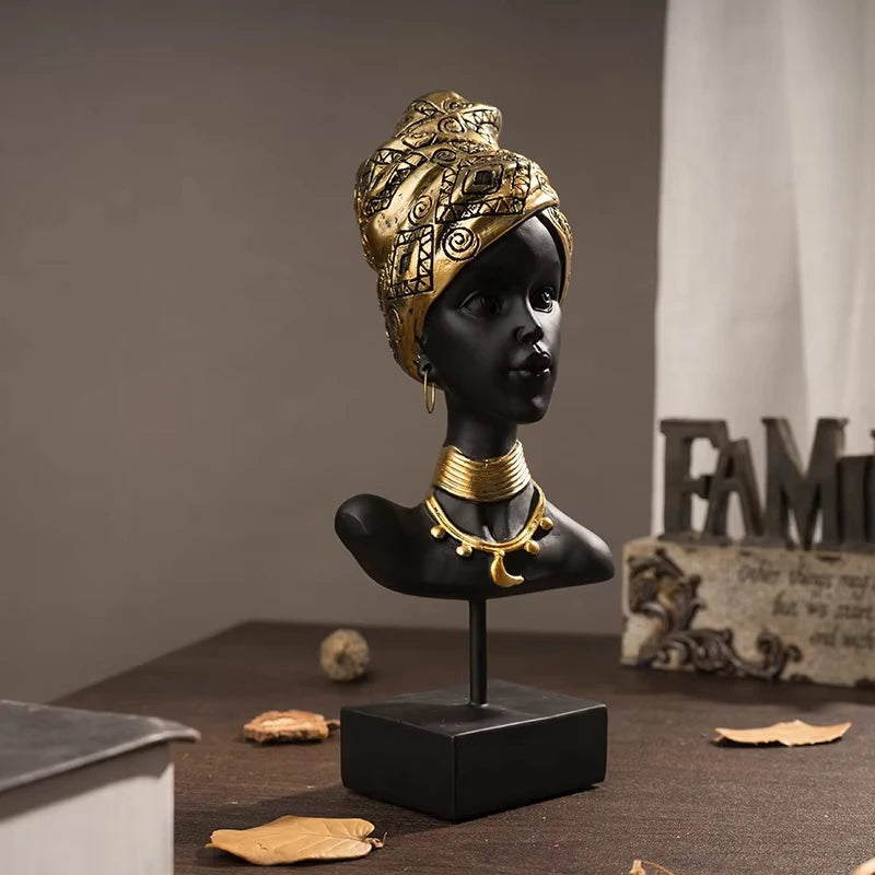Escultura Decorativa Mulher Africana