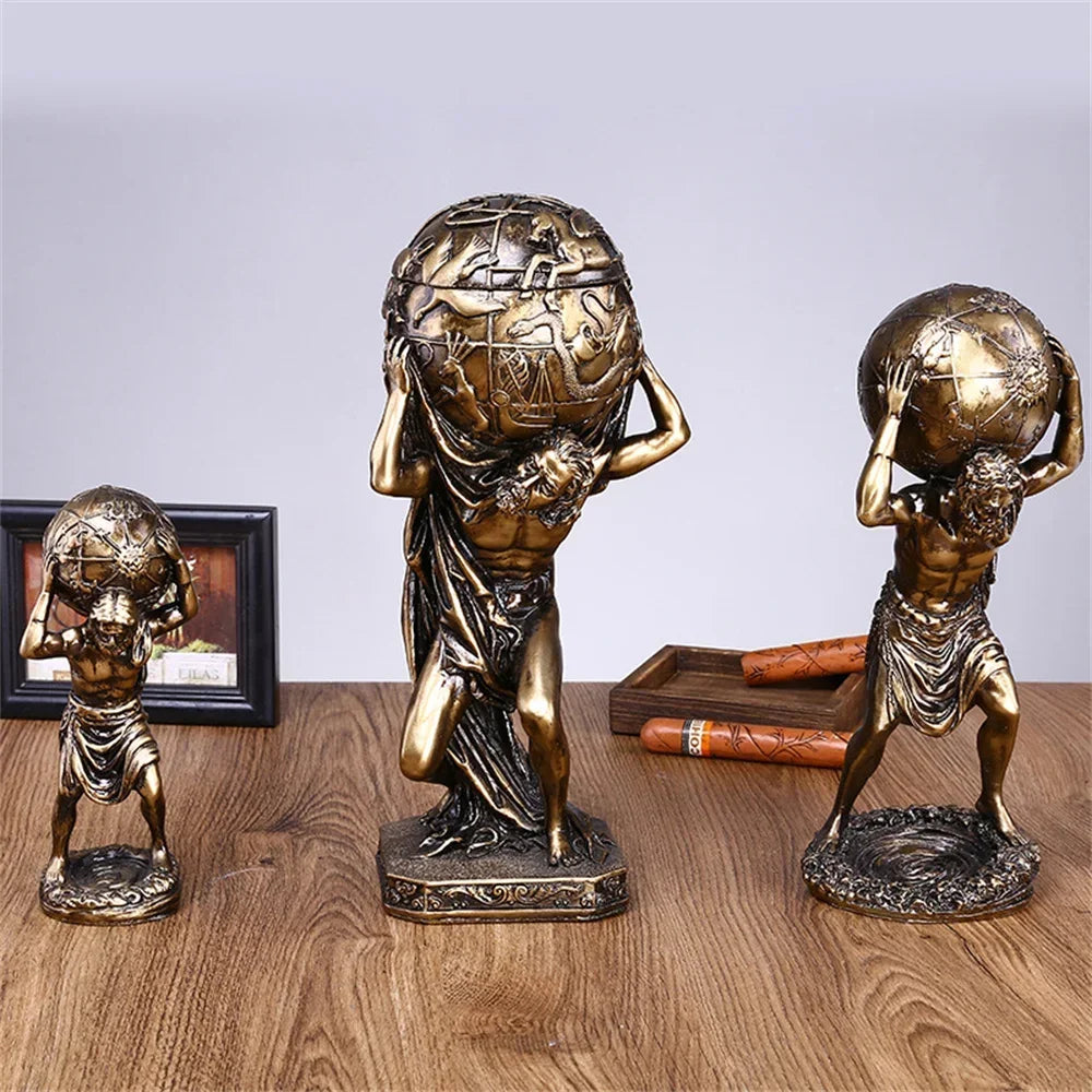 Escultura Mitológica Grega Atlas – Decoração Sofisticada.