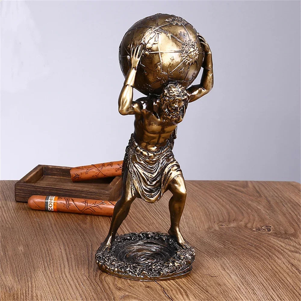 Escultura Mitológica Grega Atlas – Decoração Sofisticada.