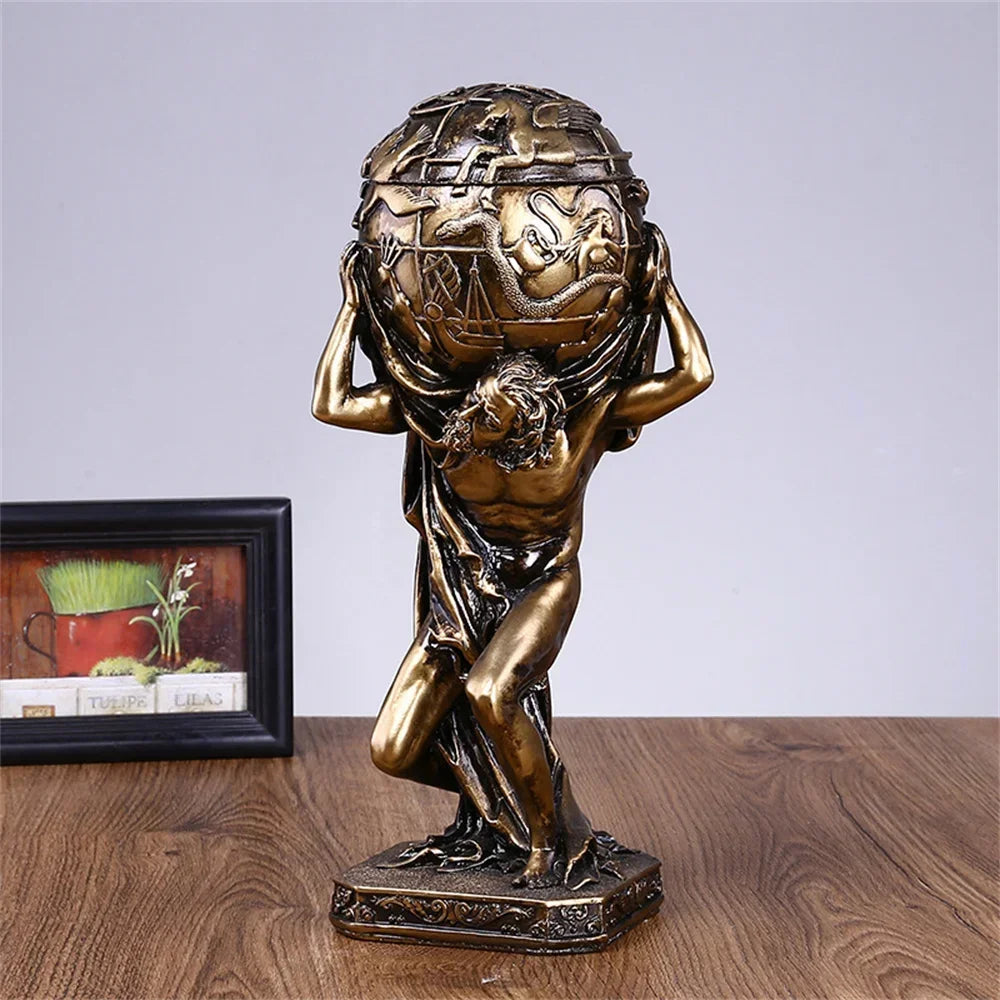 Escultura Mitológica Grega Atlas – Decoração Sofisticada.