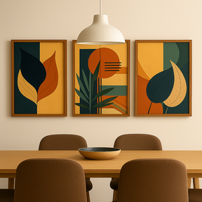 Quadro Decorativo 3 Peças Folhagem Minimalistas