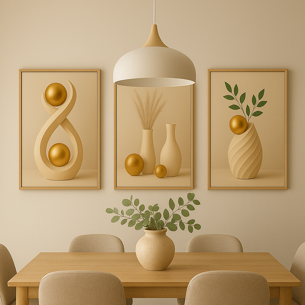 Quadro Decorativo 3 peças Abstrato Moderno